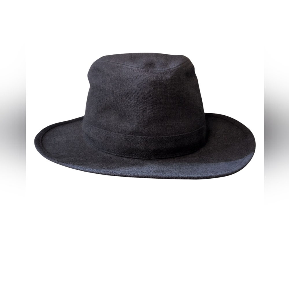 New With Tags Hermes Mens Women's Gray Black Fedora Hat Linen Derby 60 - Picture 3 of 12